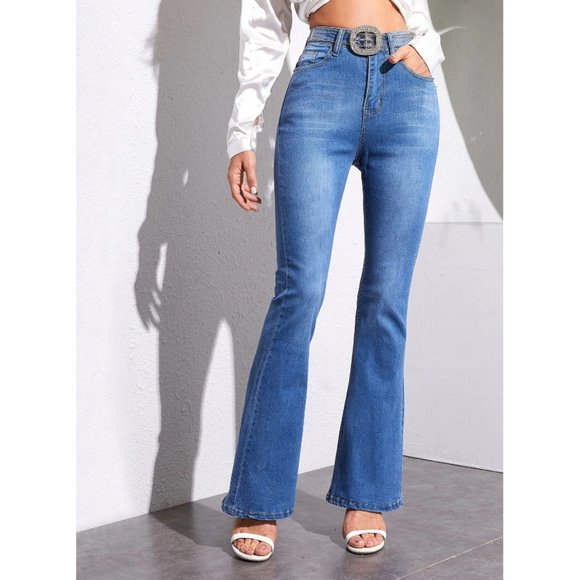 High Waist Flare Leg Stretch Jeans - Picture 5 of 10